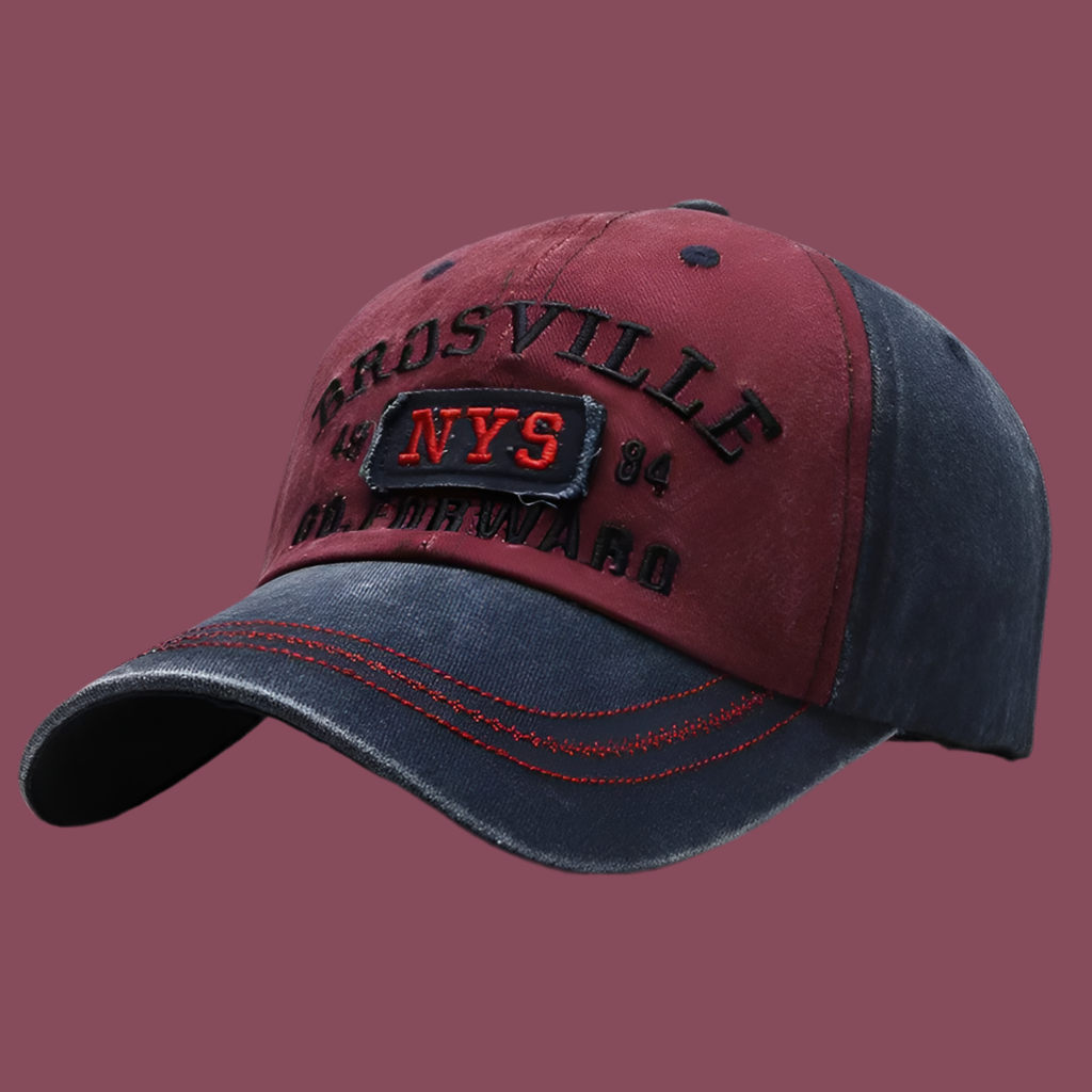BASEBALL CAP- Bestickt,gebogenes Schild,Vintage Style