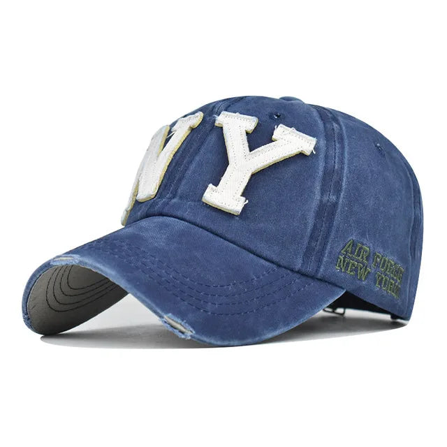 NY BASE CAP - Retro Style, Used Look, unisex, Vintage Style, ausgewaschen.